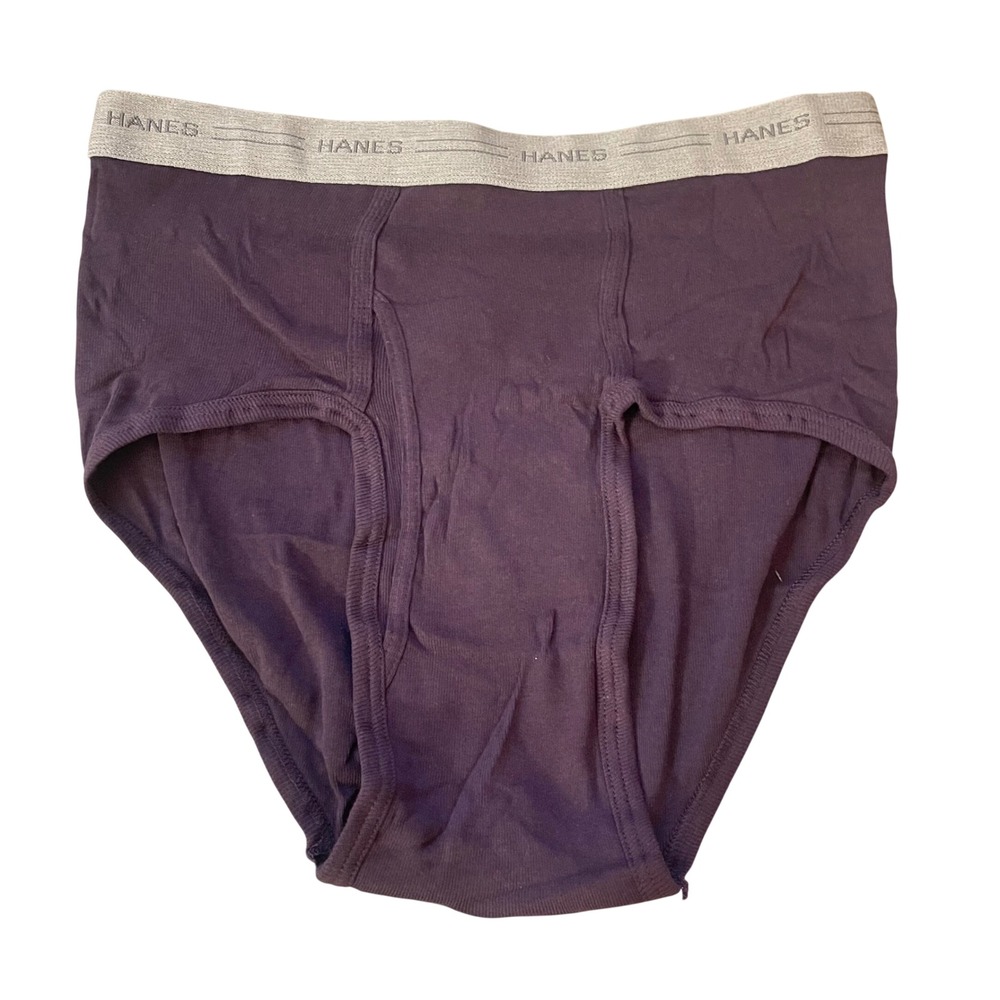 VTG 90s Gray Waist Band Purple Classic Hanes Men Brief Large 36-38 100% Cotton